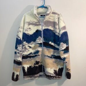 Jaded London Men's Zip-Up Sweater - Blue, Cream, and Brown